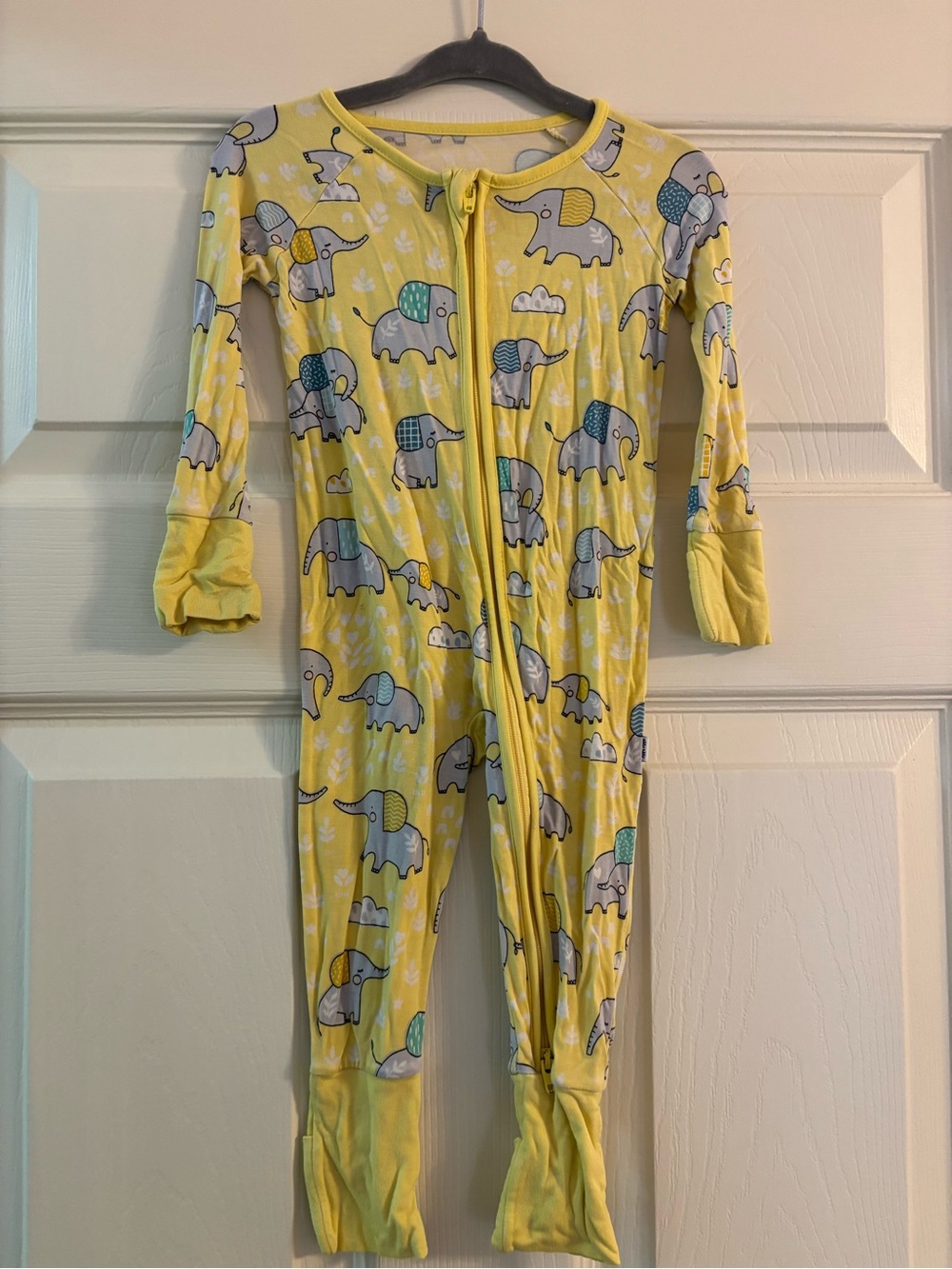 Little Sleepies Yellow Elephant-Print Kids One-Piece Footless Pajama